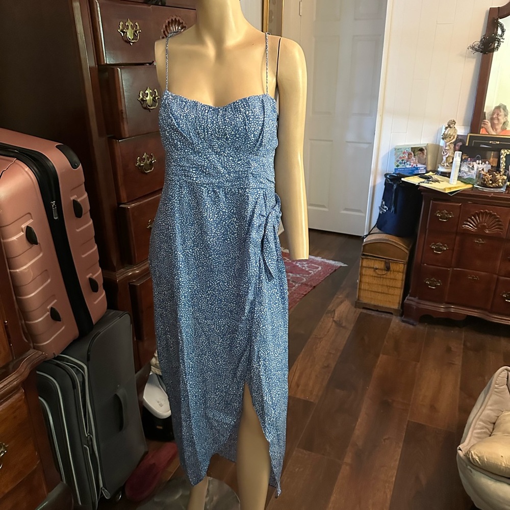 Zara Asymmetrical Dress in Speckled Blue